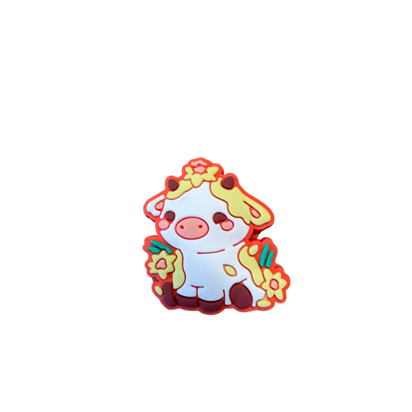 Cute Cow With Flowers Croc Charm