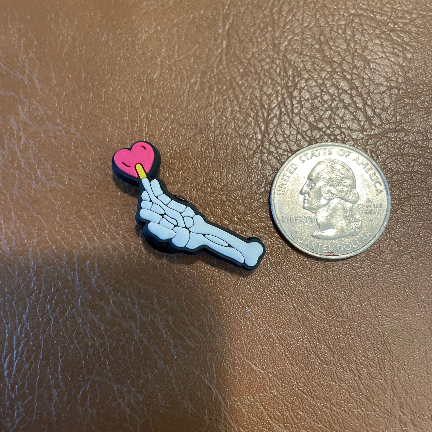 Skeleton Hand Heart Lollipop Croc Charm