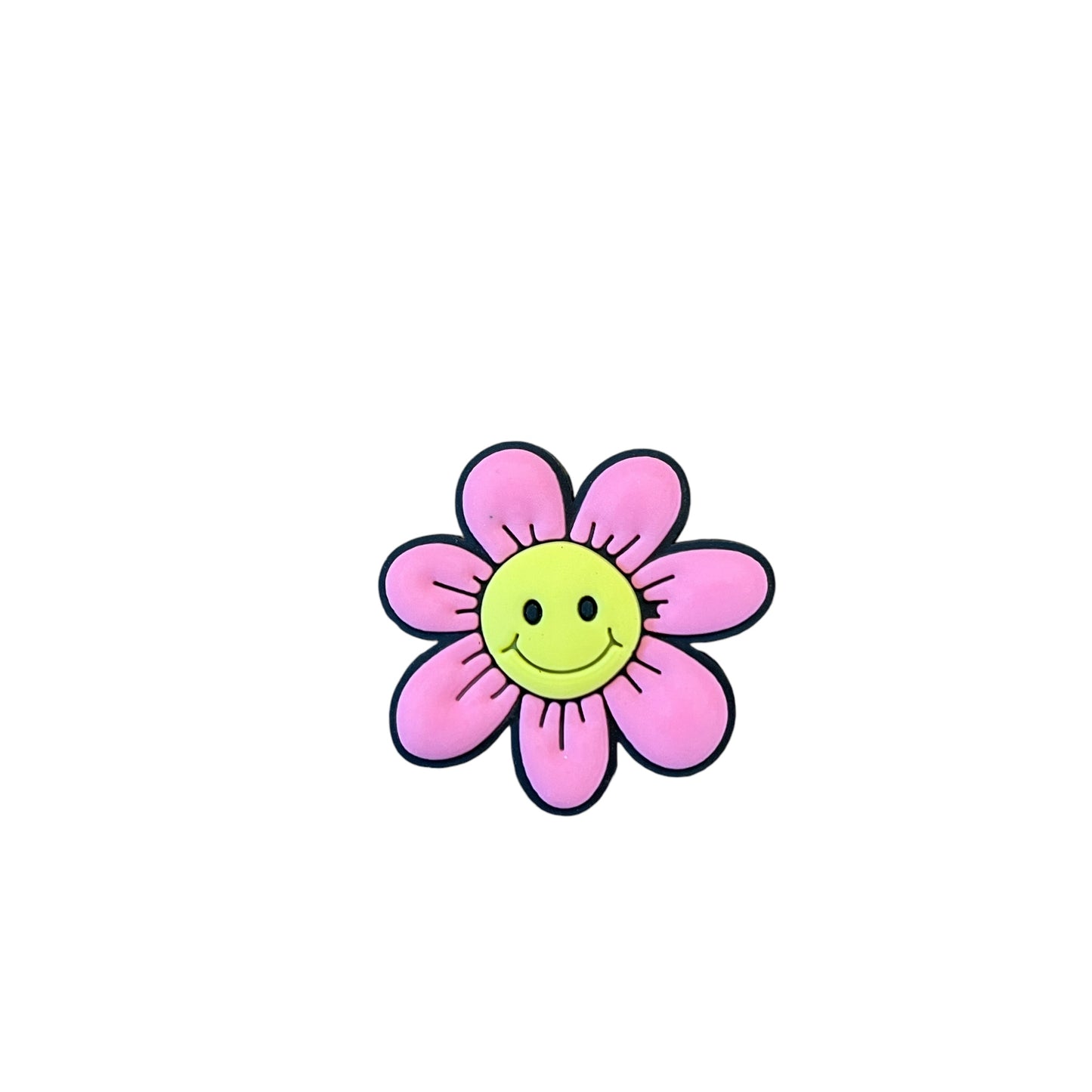 Pink Smiley Face Flower Croc Charm